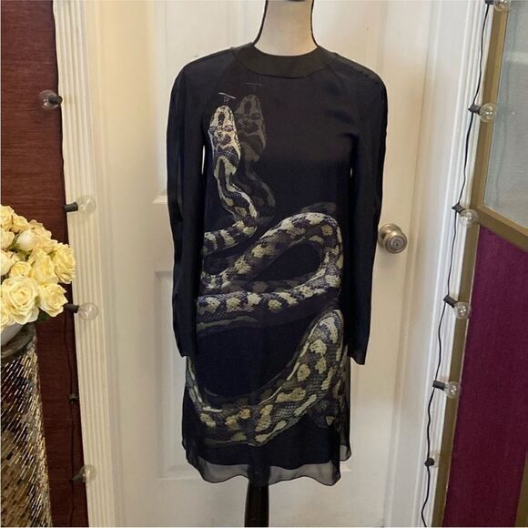 Lanvin Black Dress with Snake Design US0-2
